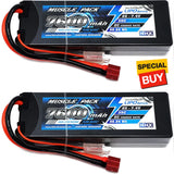 NHX 2S LiPo hard case battery pack with 7600mAh, red/black leads and Deans connector