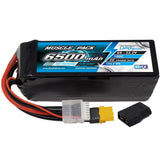 NHX Muscle Pack 6S 22.2V 6500mAh 100C Lipo Battery w/ XT60 + Traxxas Adapter