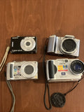 Lot Of 4 For Parts Ditigal Cameras: Sony Cyber Shot Panasonic Dmc-tz5 Olympus Sz