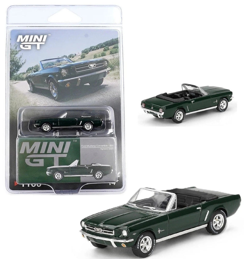 Mini GT 1:64 1964 Ford Mustang Convertible Highland Green Model Car MGT01166-2C