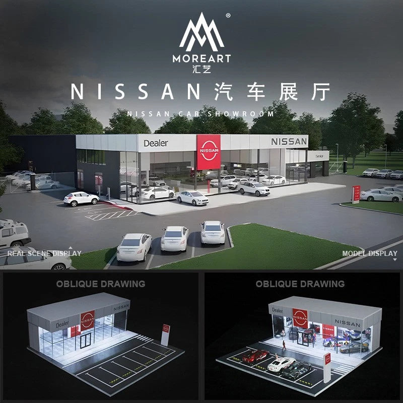 Diorama 1/64 Scale Car Showroom Model LED Lighting Die-cast Garage Scene Display