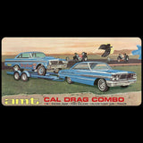 AMT Cal drag combo model kit box with mint and blue race cars and trailer artwork