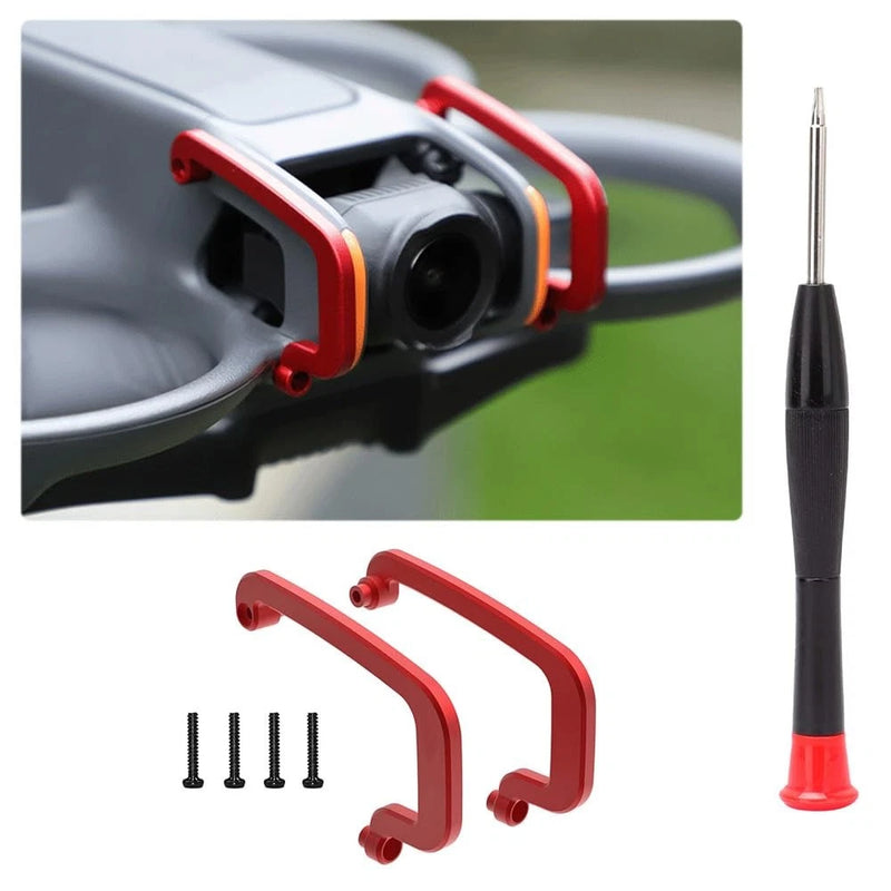 Red gimbal bumper guard with mounting screws for DJI Avata 2 camera lens