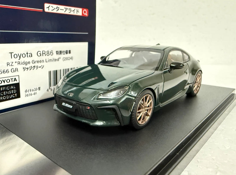 Hi Story HS566GR Toyota GR86 RZ Ridge Green Ltd 2024 JDM 1:43 scale model car