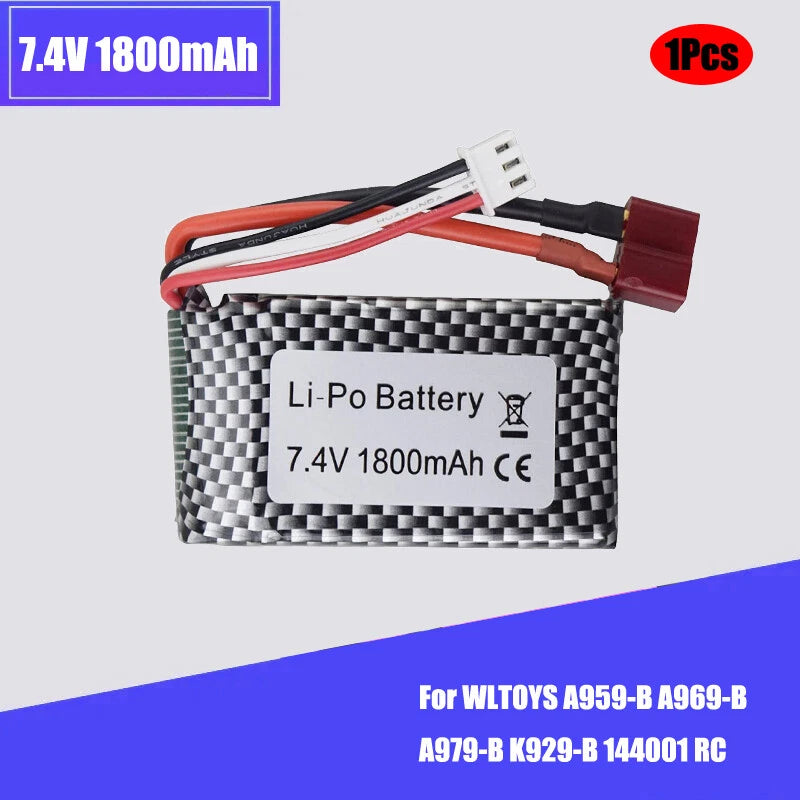 1 Piece Battery 7.4V 1800mah for WLTOYS A959-B A969-B A979-B K929-B 144001 RC Battery