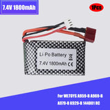 1 Piece Battery 7.4V 1800mah for WLTOYS A959-B A969-B A979-B K929-B 144001 RC Battery
