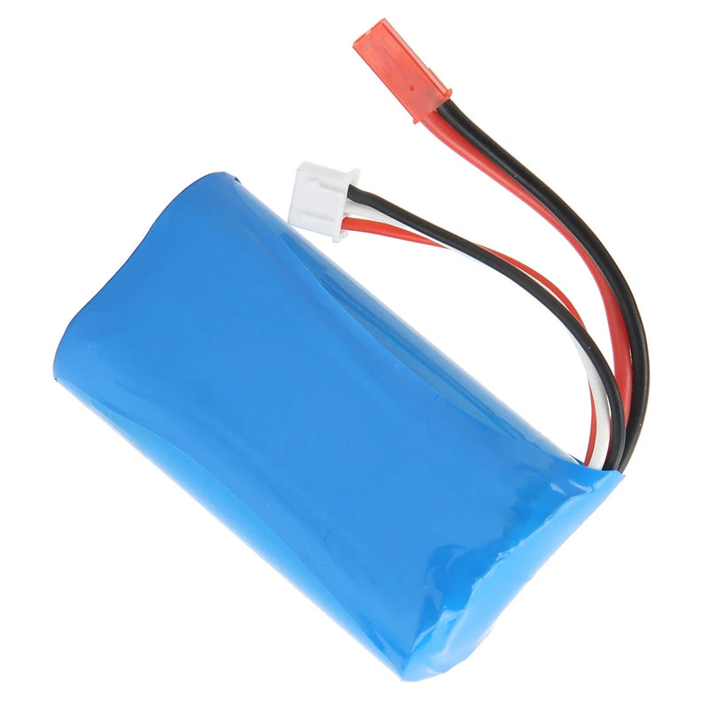 Blue RC LiPo battery pack with JST connector and red/black wires