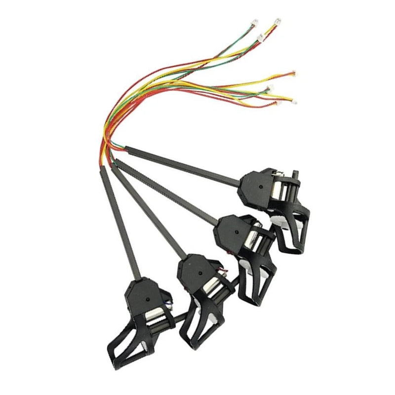 Motor component set with four wired motor connectors and black mounting clips