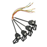 Motor component set with four wired motor connectors and black mounting clips
