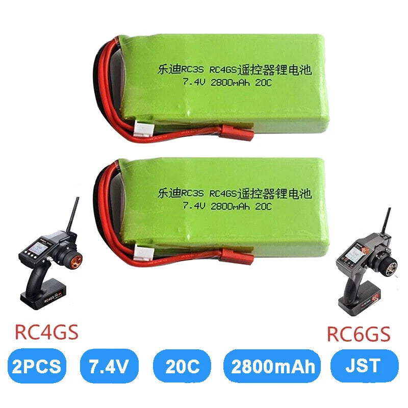 2Pcs Lipo Battery 2S 7.4V 2800mah 20CJST For Radiolink RC4GS RC6GS Transmitter