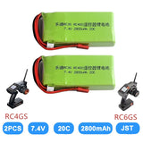 2Pcs Lipo Battery 2S 7.4V 2800mah 20CJST For Radiolink RC4GS RC6GS Transmitter