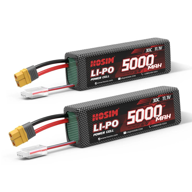 Hosim 2PCS  11.1V 5000mah 30C XT60 Li-Po Battery for M33 M23 RC Cars Battery
