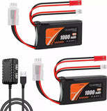 2x 7.4V 1000mAh 35C Lipo Battery + PH2.0 For AXIAL SCX24 SCX2 90081 C10 1/24 RC