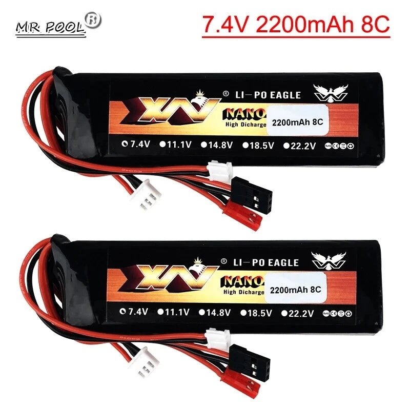 2¡Á 7.4V 2200mah 8C Lipo Battery For Futaba T6J T8FG 12FG Transmitter Accessories