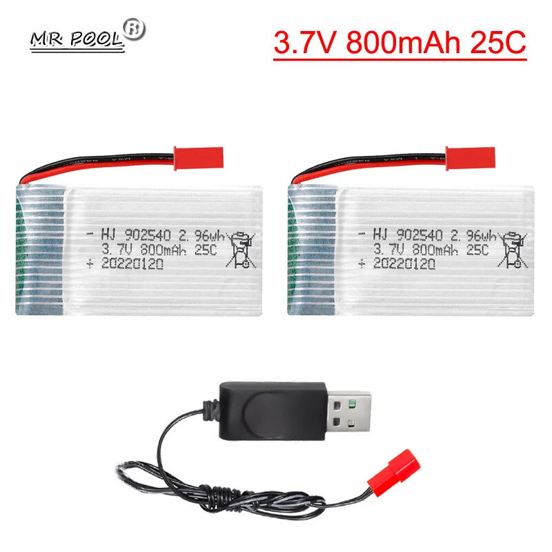 2Pack 3.7V 800mAh Lipo Battery for X400 X500 X800 HD1315 HJ818 HJ819 X25 RC Quad