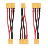 3Pcs XT60 Plug Parallel Battery Connector Cable 2-Males to 1-Female Adapter Battery