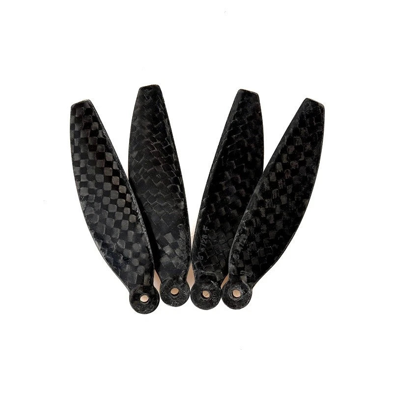 Carbon fiber drone propeller set, four black blades with hubs