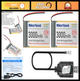 2PCS 3.7V 3000mAh LiPo Rechargeable Battery with USB Charger & Protection Board Battery