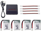 4PCS 3.7V 220mah Lipo Battery with Charger for E010 E010C E011 E011C E013 RC T36