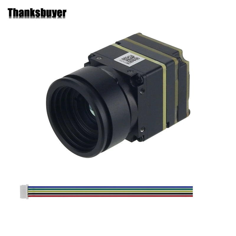 Black thermal imager lens module with cylindrical front and side mounting