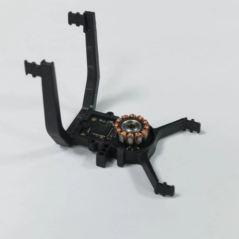 Black gimbal shock damping board with metal pivot and electronic components