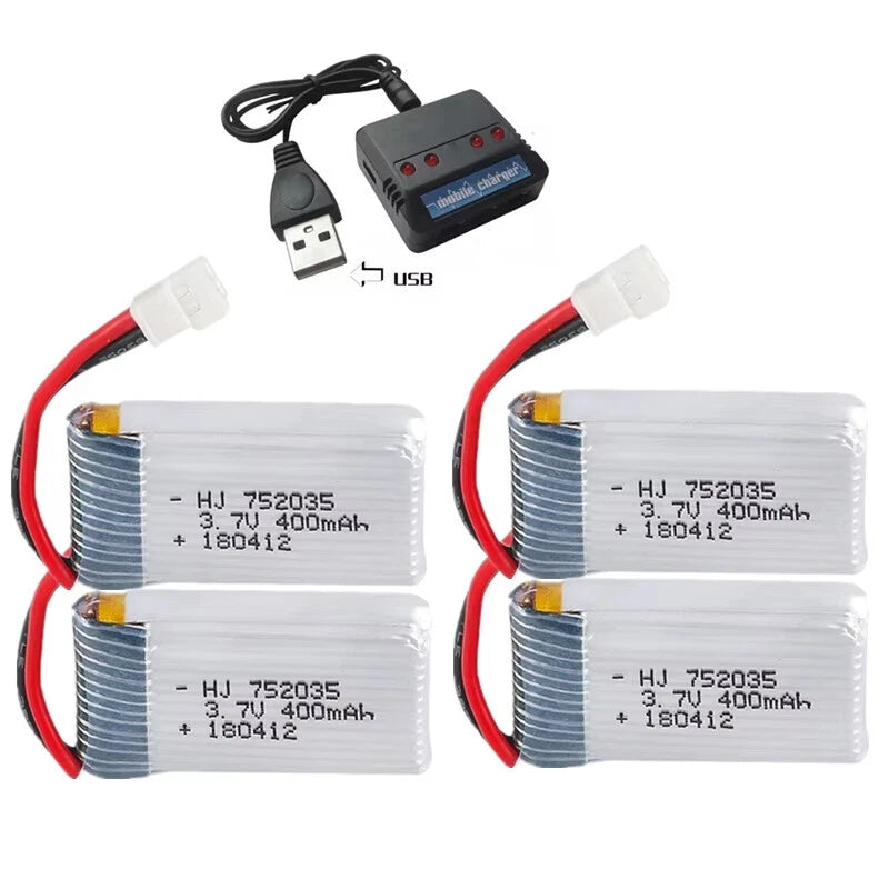 4x 3.7V 400mAh Lipo Battery For H107 H31 KY101 E33C E33 U816A V252 H6C RC Drone