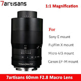 7artisans MF 60mm F2.8 APS-C Macro Lens For M43/Fuji FX/ Sony E /Canon EOS-M
