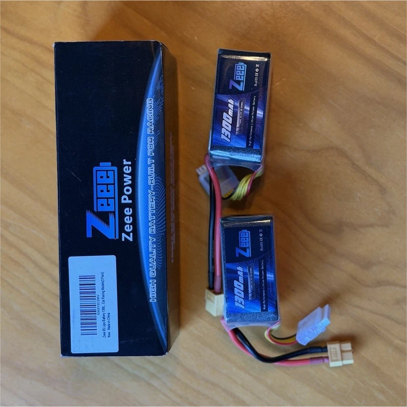 Zeee Power Zeee 3S 1300mAh 11.1V LiPo RC Battery Pack, 2-Pack Battery