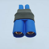 RC battery adapter connector, dual blue ports with exposed metal contacts