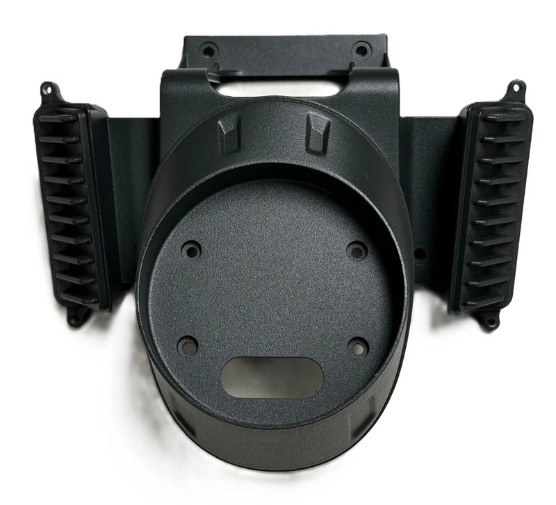 Radar fixing base with circular mount and side vents, dark gray/black.