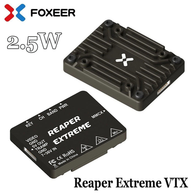 FPV VTX video transmitter with heatsink and Reaper Extreme control labels
