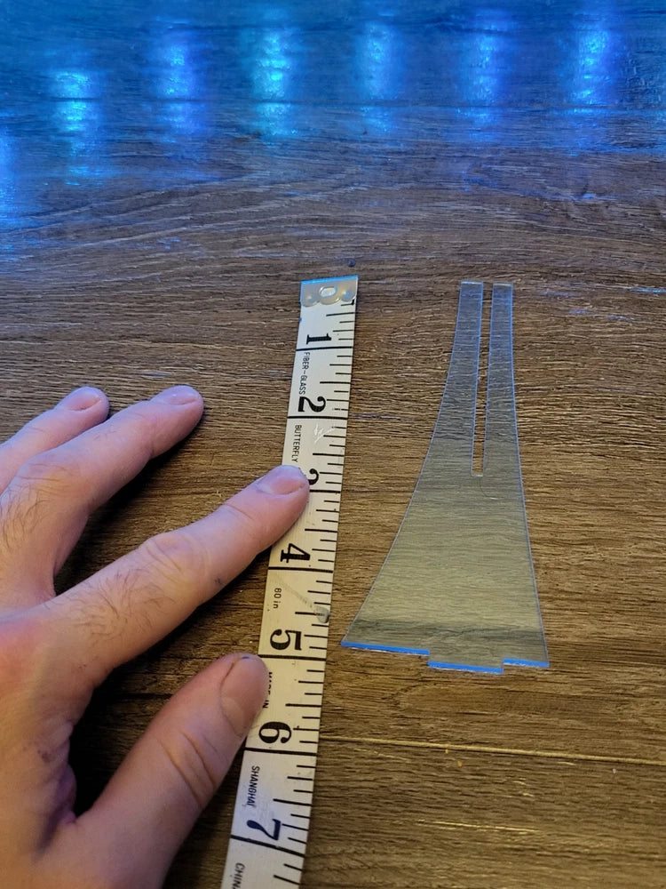 Blue wargaming flight base insert with rectangular cutout and long slot for model plane