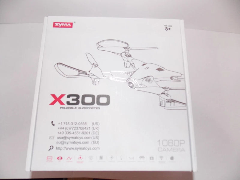 Syma X300 foldable quadcopter drone box with 1080P camera and 8+ age mark