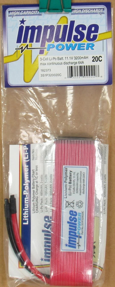 Ripmax 3S1P320020C Impulse Power 3-Cell Li-Po 11.1V 3200mAH Battery NOS