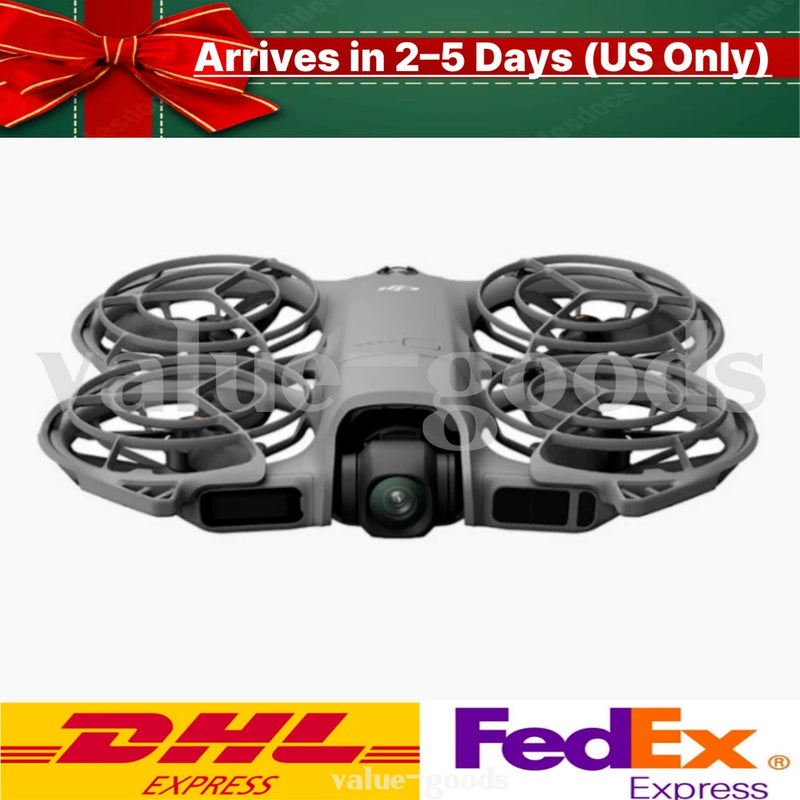 DJI Neo 2 quadcopter drone with four propellers, front camera lens visible