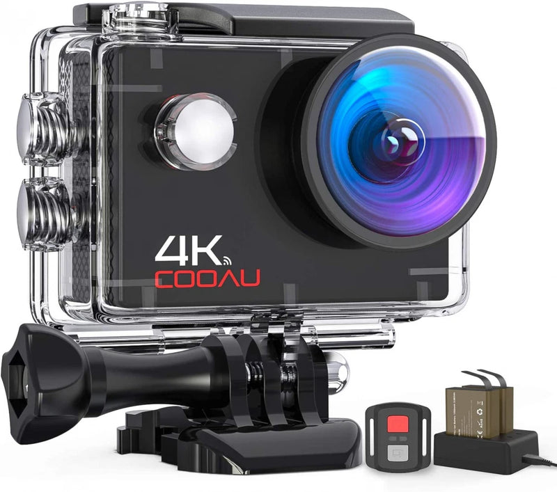 COOAU 4K 16MP Underwater Action Camera with Wi-Fi 2-Channel Charger Remote...