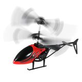 Mini RC helicopter toy with red-and-black body and rotor blades