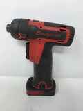 SNAP-ON cordless 1/4-inch screwdriver, red and black, pistol grip trigger