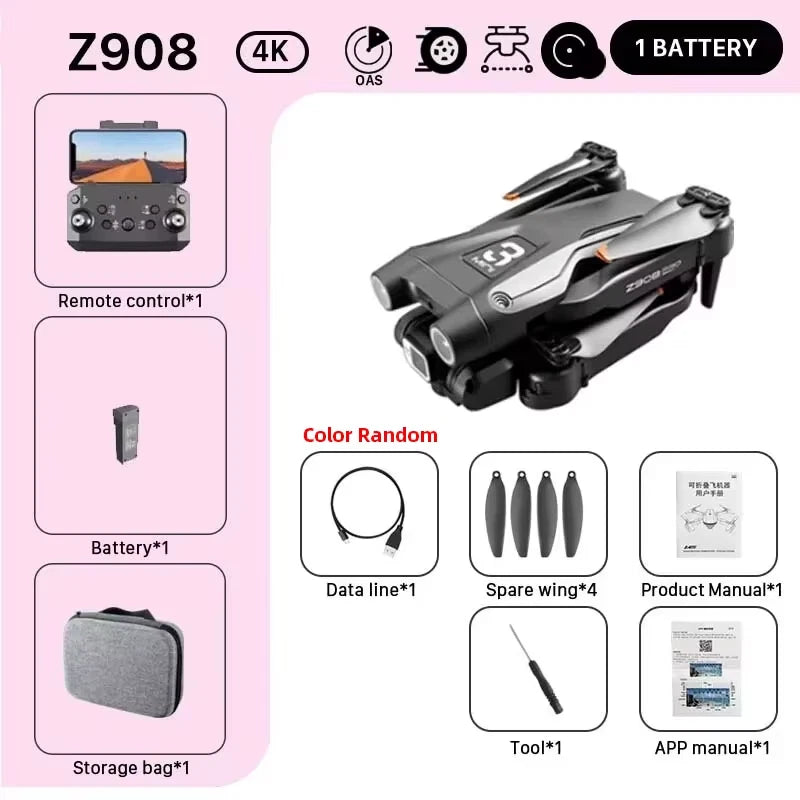 Compact black quadcopter drone with built-in camera and foldable arms
