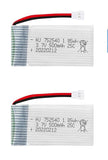 Rechargeable 3.7V 500mAh 25C LiPo battery pack, 752040, with red/black leads and JST connector.