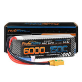4S LiPo battery pack 14.8V 6000mAh with red/black leads and XT90 connector