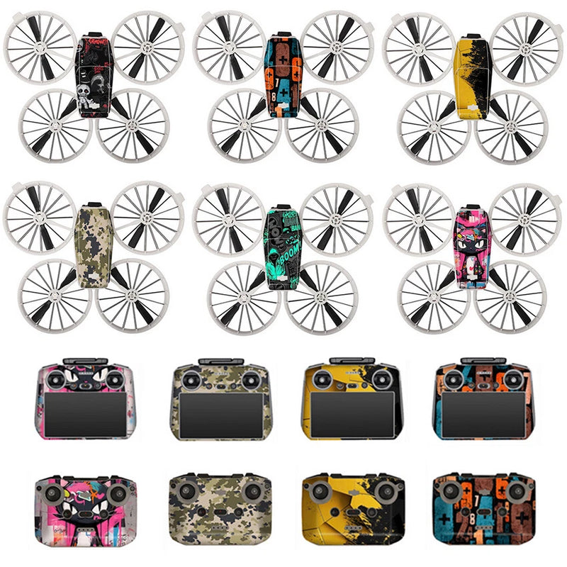 Drone controller protective skin film with colorful graphic and camo patterns