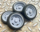 Resin 1/24: 21/20 Scale Inch Chevy Rally Wheels With Wide Rear Tires. 1/25