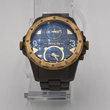 Men's bronze and black analog wristwatch with chronograph-style dial