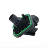Main battery cooling pipe adaptor, black plastic with green gasket, 4-corner fitting