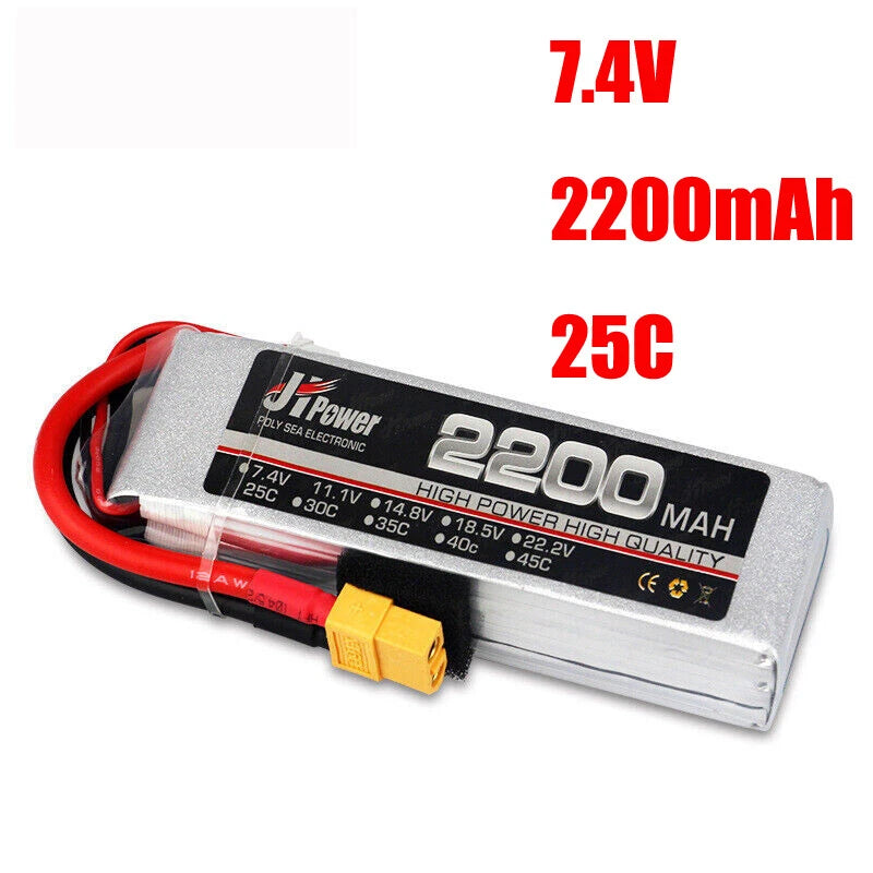 7.4V 2200mAh XT60 large Capacity Battery 2S-35C for RC Model Airplane/Car/Boat