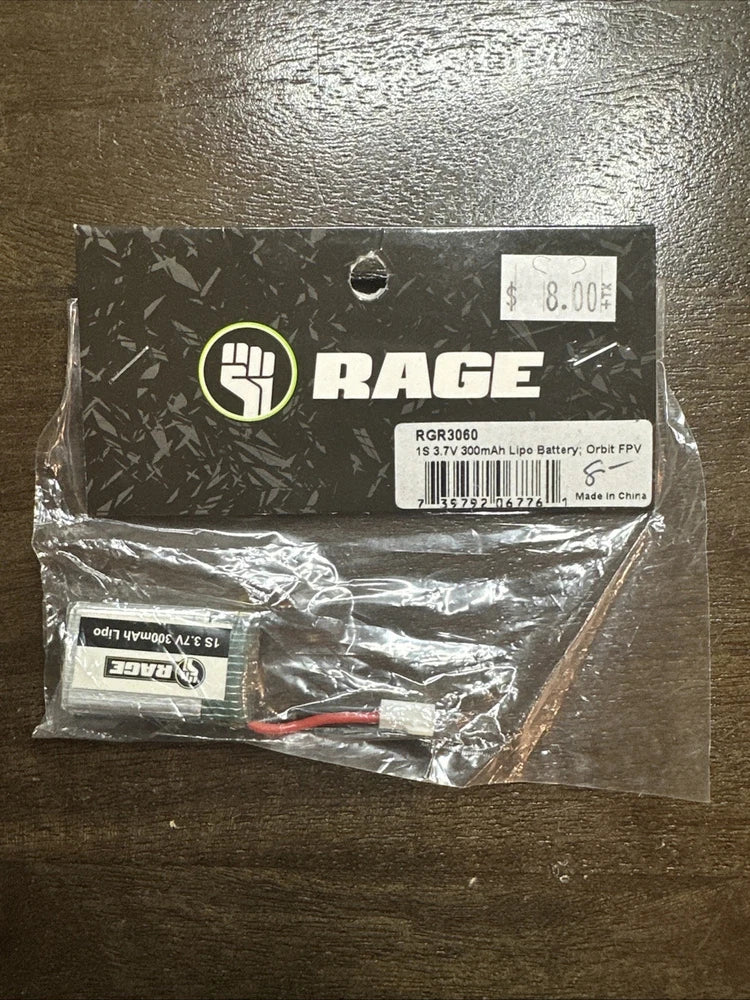 RAGE RC RGR3060 1S 3.7V 300mAh Lipo Battery; Orbit, Triad