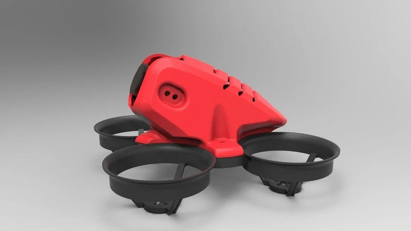 3D printed BetaFPV drone canopy in red with black mounts