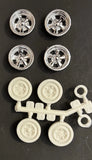 65 Ford Galaxie 5 SPOKE WHEELS & WHEEL BACKS 22 1600D AMT model car part COMBINE