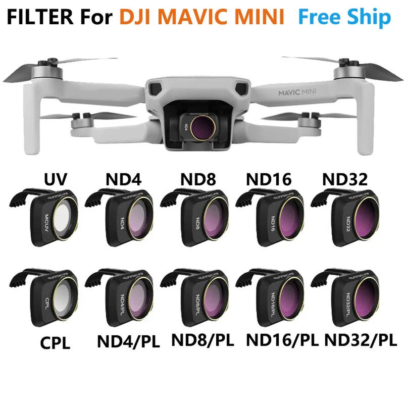 Camera lens filter kit with UV, ND4, ND8, ND16, ND32, CPL filters and lens caps